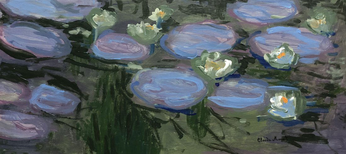 Claude Monet Impressionist French Oil Art: This lot consists of hand painted impressionism oil on wood in the style of Claude Monet. The illustration depicts a beautiful landscape in Monet's distinct style. Oscar Claude Monet (14 November 1840