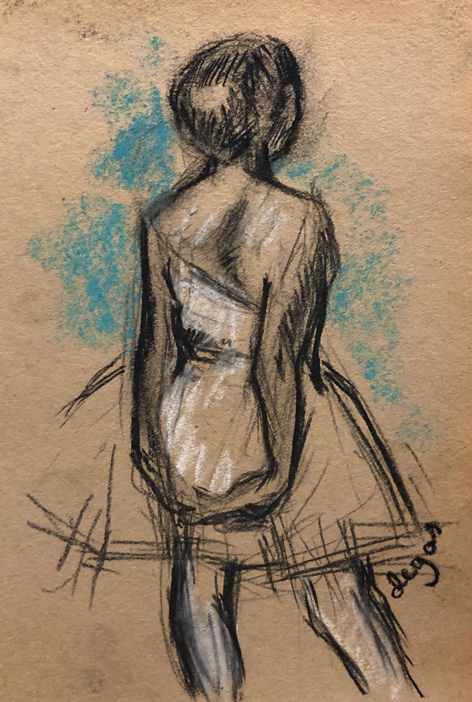 Edgar Degas Ballerina Dancer Impressionist Mixed Media: This lot consists of a hand drawn graphite and color on paper in the style of Edgar Degas. Edgar Degas was born Hilaire-Germain-Edgar De Gas. He was a French artist famous for his paintings, sculpture