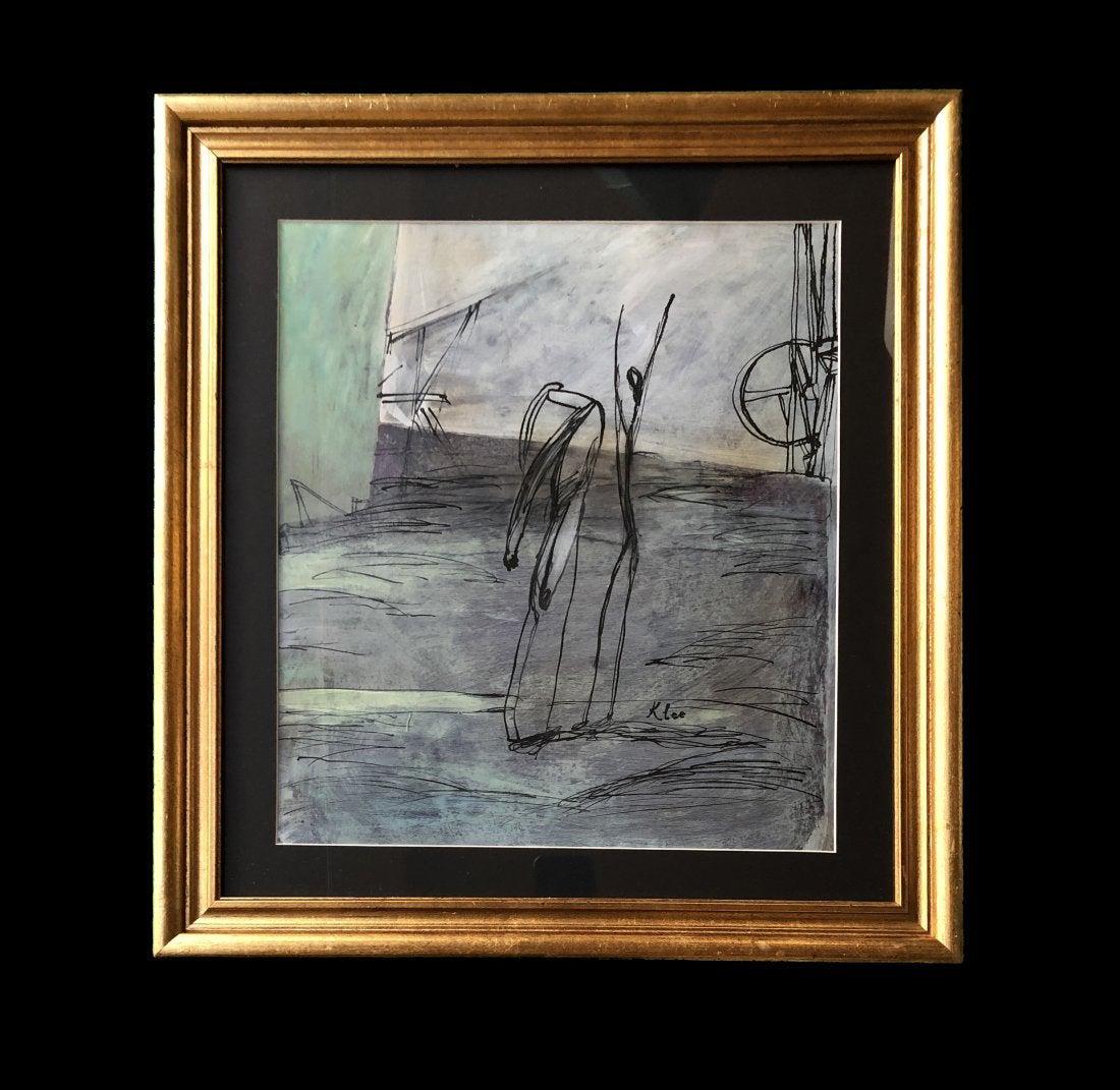Paul klee Abstract German Swiss Expressionism Painting: This lot consists of a hand painted mixed media hard paper in the style of Paul Klee. Paul Klee ( Swiss German, 18 December 1879 - 29 June 1940). Paul Klee was a Swiss-German artist. His highly indivi