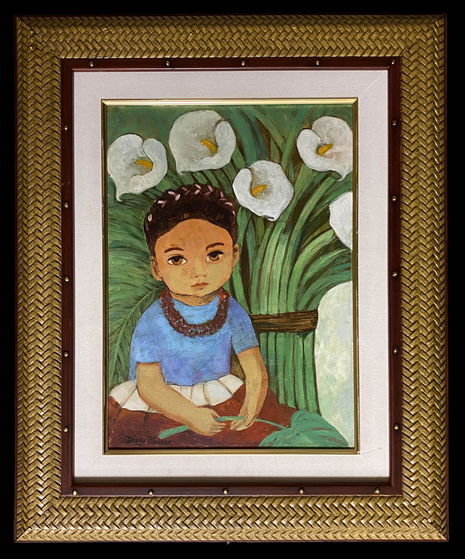 Diego Rivera Mexican Oil Canvas Portrait Muralist NY: This lot consists of a hand painted oil on board in the style of Diego Rivera. Diego de Maria de la Concepcion Juan Nepomuceno Estanislao de la Rivera y Barrientos Acosta y Rodriguez, known as Diego R