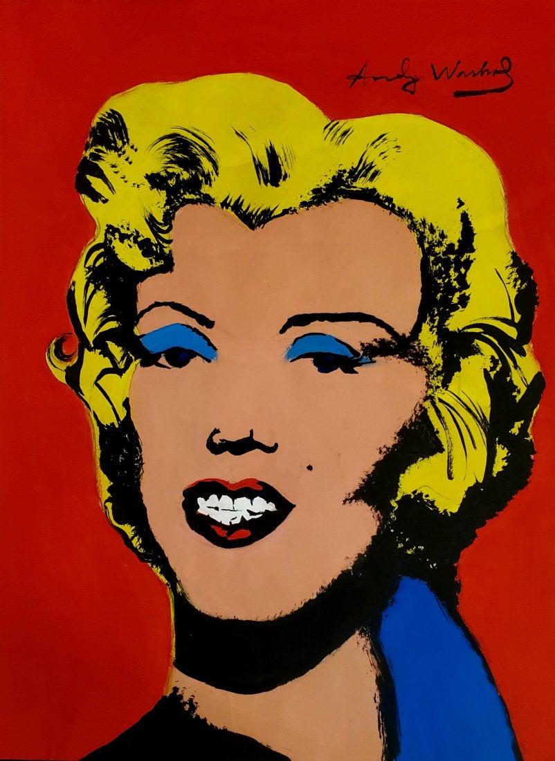 Andy Warhol Pop Art Painting Women Marilyn Monroe: This lot consists of a hand-painted mixed media on hard paper pop art with colorful vibrant colors. Painting is in the distinct style of Andy Warhol. Andrew was born Andrew Warhola; August 6, 1928 - F