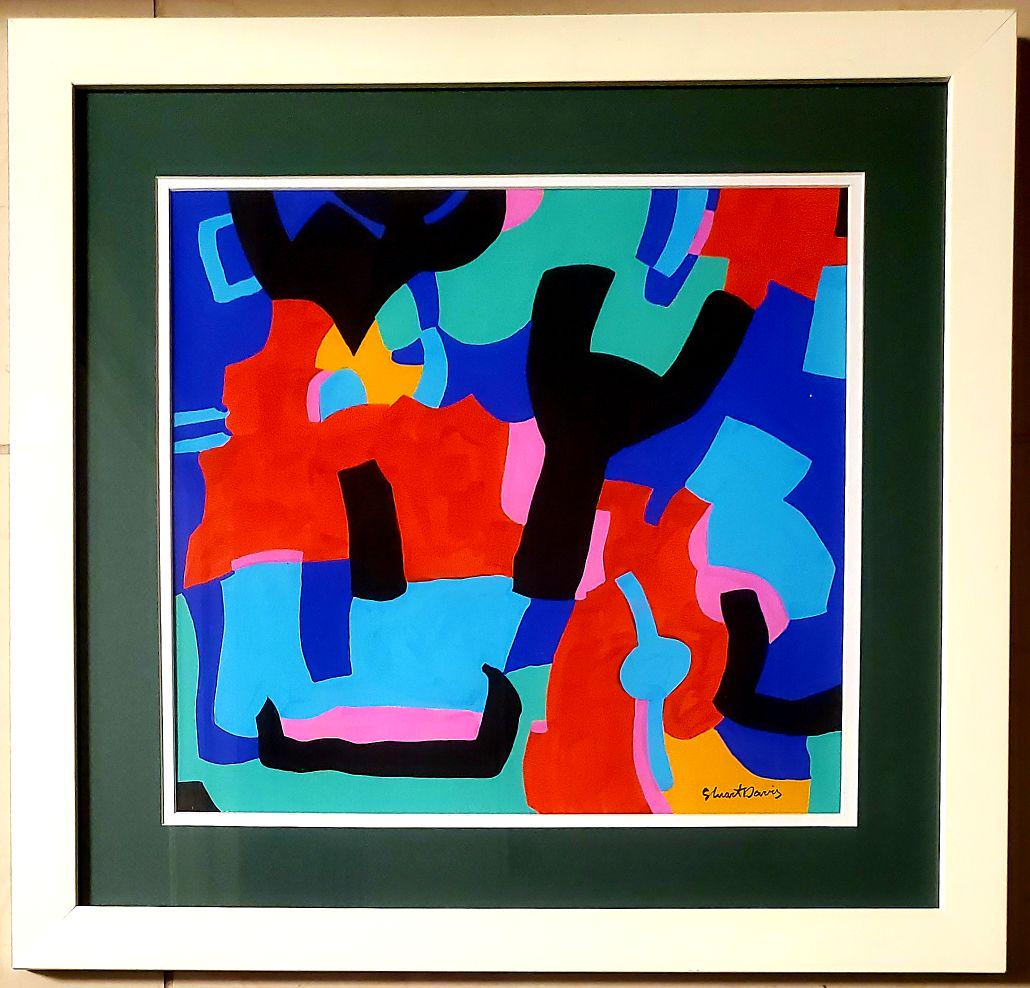 Stuart Davis Abstract hand painted Pop American: This lot consist of hand painted mixed media on paper in the style of Stuart Davis (December 7, 1894 Â– June 24, 1964), was an early American modernist painter. He was well known for his jazz-influ