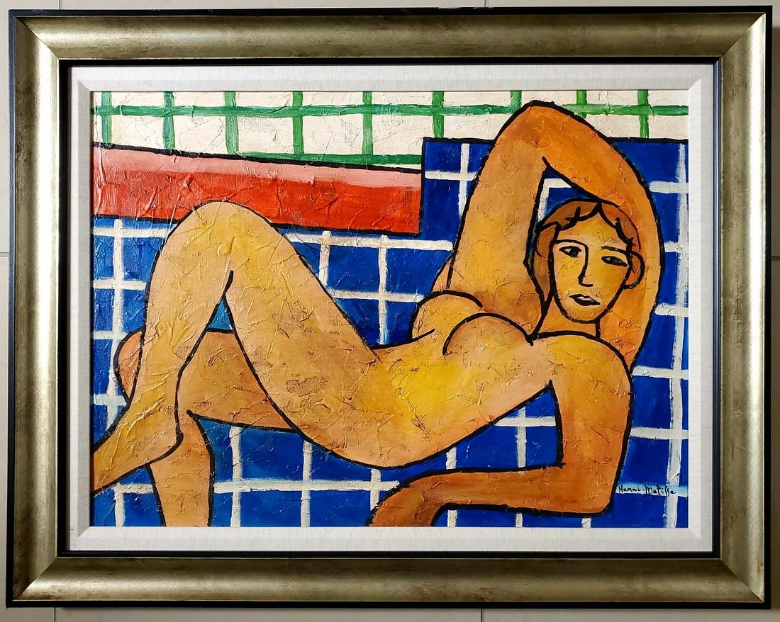 Henri Matisse Nude Women Female French Portrait Oil Art: The lot consist of a hand-painted oil on canvas women nude in the style of Henri Matisse.Henri Matisse (French, 1869-1954) was a French artist, known for both his use of colour and his fluid and origi