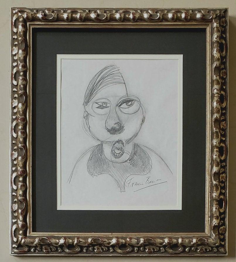 Francis Bacon Drawing Surrealism Portrait: This lot consists of a hand drawn graphite on paper in the style of Francis Bacon. Francis Bacon (28 October 1909 - 28 April 1992) was an Irish-born British figurative painter known for his bold, grot