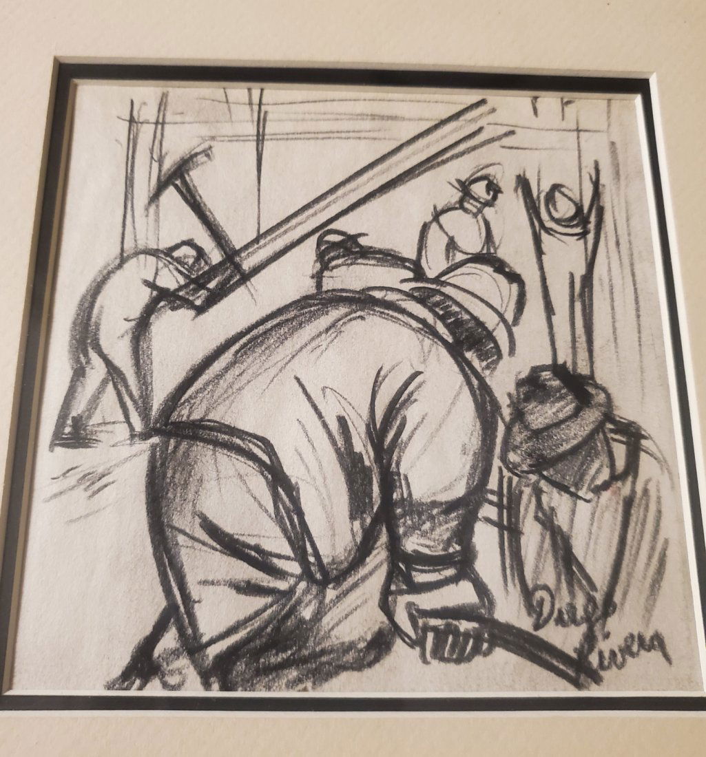 Diego Rivera Drawing Mexican Muralist Studio Landscape: This lot consists of hand-drawn graphite on paper in the style of Diego Rivera (Mexican, 1886-1957.Diego Maria de la Concepcion Juan Nepomuceno Estanislao de la Rivera y Barrientos Acosta y Rodriguez,