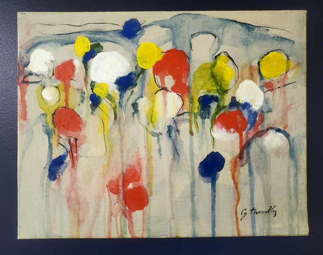Cy Twombly Impressionism American (1928-2011): This lot consists of a hand painted mixed media on canvas illustration in the style of Cy Twombly (American, 1928-2011). CY TWOMBLY was an American painter, sculptor and photographer. He belonged to t