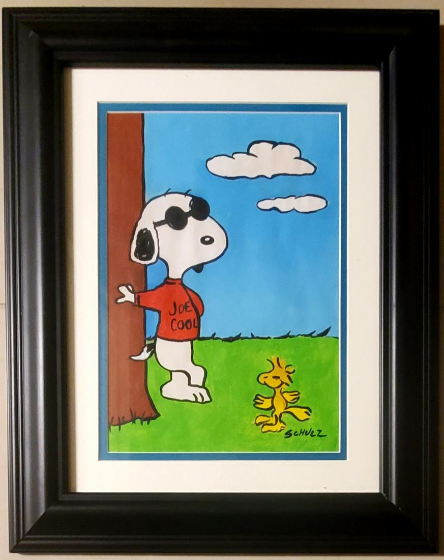 Charles Schulz Pop Comic American Charly Brown Snoopy: This lot consists of a hand painted mixed media on paper in the style of Charles Monroe "Sparky" Schulz (November 26, 1922 Ã‚â€“ February 12, 2000),[2] was an American cartoonist and creator o