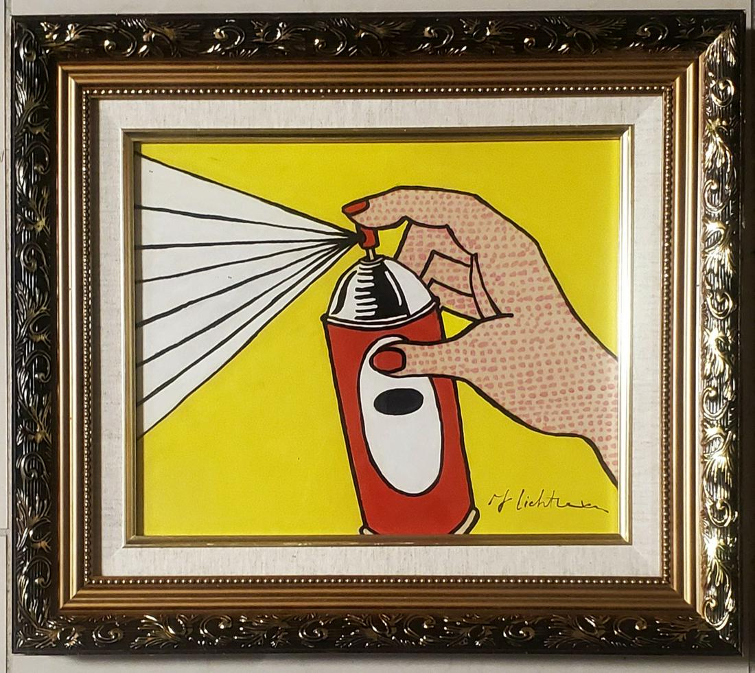 Roy Lichtenstein Pop Art Hand Painted American Painting: This lot consists of a hand painted mixed media on hard paper pop art in the style of Roy Lichtenstein. Roy Fox Lichtenstein (October 27, 1923 - September 29, 1997) was an American pop artist. During 