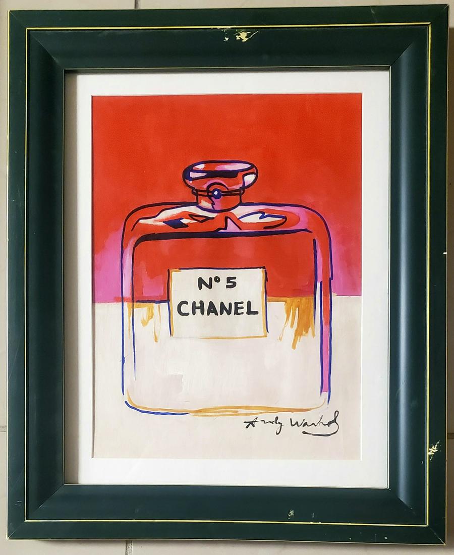 Andy Warhol Chanel #5 Pop Perfume Cologne Painting Art: This lot consists of a hand-painted mixed media on hard paper pop art Chanel Perfume. Painting is in the distinct style of Andy Warhol. Andrew was born Andrew Warhola; August 6, 1928 - February 22, 19