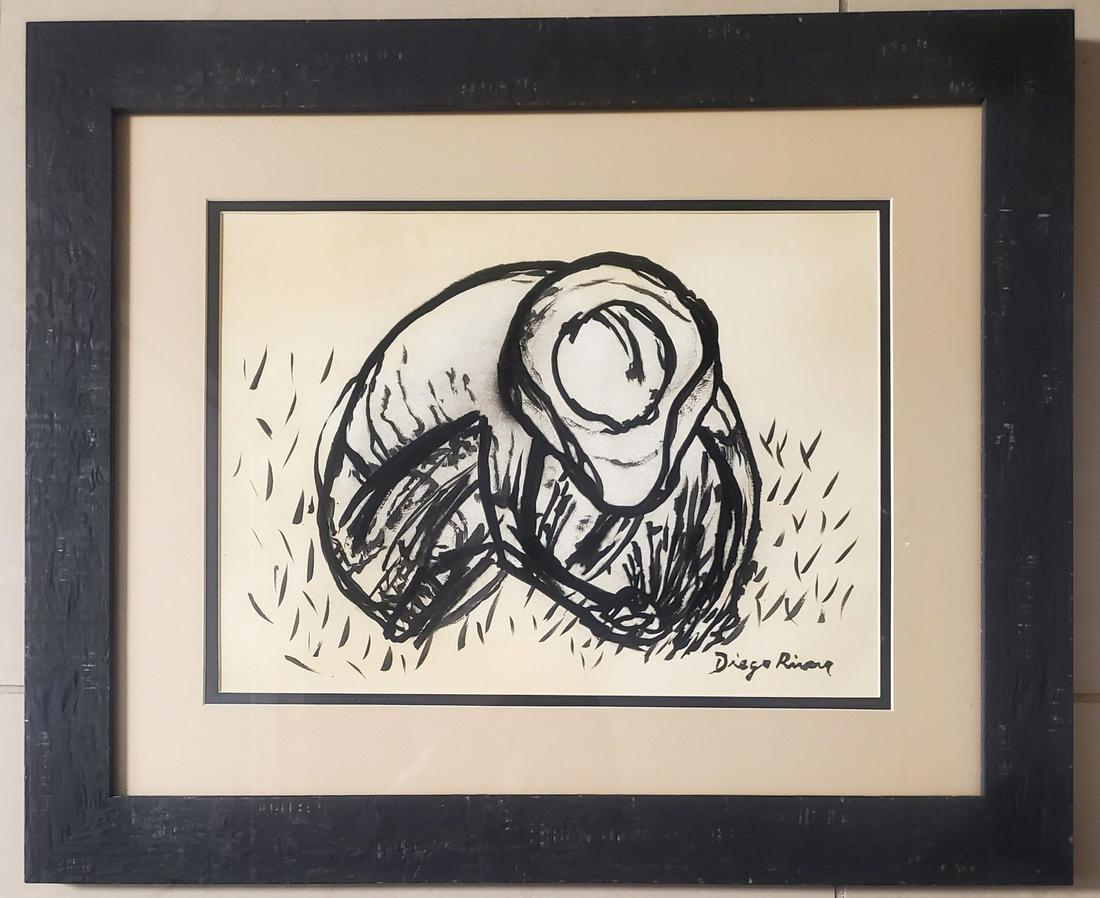 Diego Rivera Mexican Muralist Landscape Campesino Male.: This lot consists of hand-drawn graphite on paper in the style of Diego Rivera (Mexican, 1886-1957.Diego Maria de la Concepcion Juan Nepomuceno Estanislao de la Rivera y Barrientos Acosta y Rodriguez,