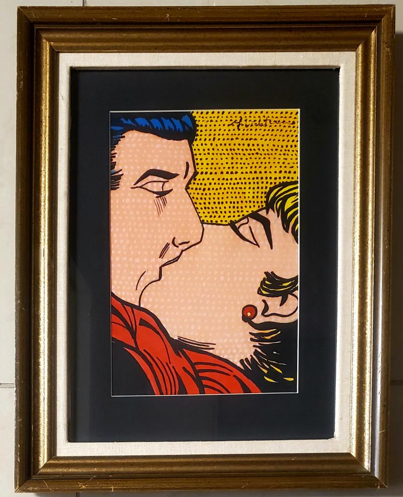 Roy Lichtenstein Women Female Pop Art Couple Love NY: This lot consists of a hand painted mixed media on hard paper pop art in the style of Roy Lichtenstein. Roy Fox Lichtenstein (October 27, 1923 - September 29, 1997) was an American pop artist. During 