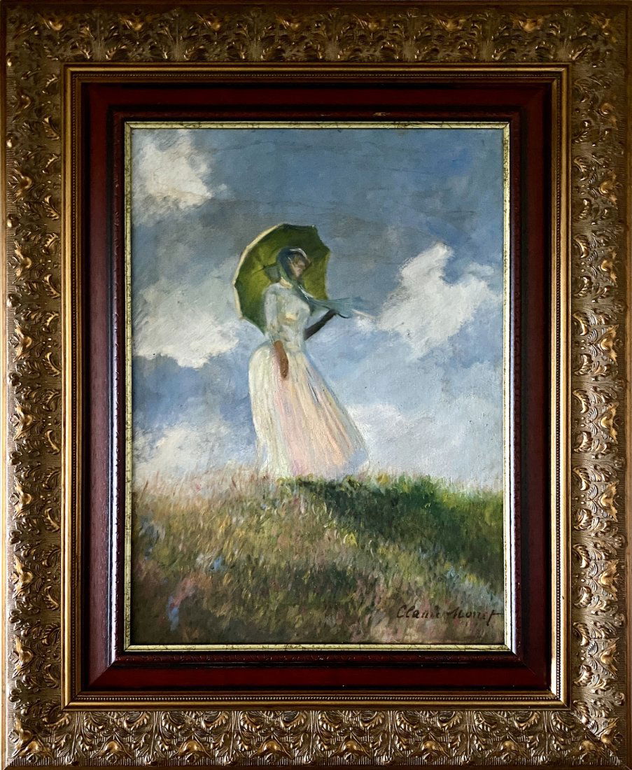 Claude Monet Oil Canvas Impressionist French Landscape: This lot consists of hand painted impressionism oil on canvas in the style of Claude Monet. Oscar Claude Monet (14 November 1840 - 5 December 1926) was a founder of French Impressionist painting, and