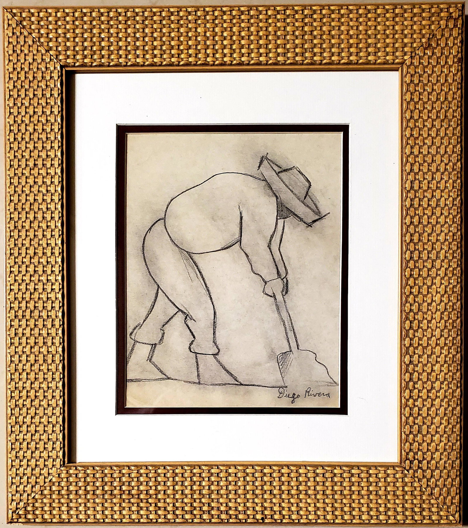 Diego Rivera Drawing Sketch Studio Campesino Mexican: This lot consists of hand-drawn graphite on paper in the style of Diego Rivera (Mexican, 1886-1957.Diego Maria de la Concepcion Juan Nepomuceno Estanislao de la Rivera y Barrientos Acosta y Rodriguez,