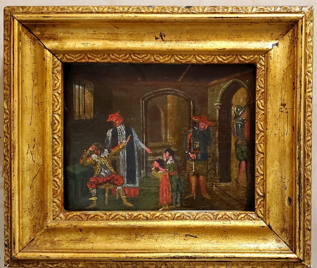 Sir Anthony van Dyck King Charles I Prisoner 17-18th C.: This lot consists of a oil on wood painting dated to the 17th-18th century. The lot depicts the scene of Charles I as prisoner in the style of Anthony Van Dyck.Notes: King Charles I, Charles I was mon