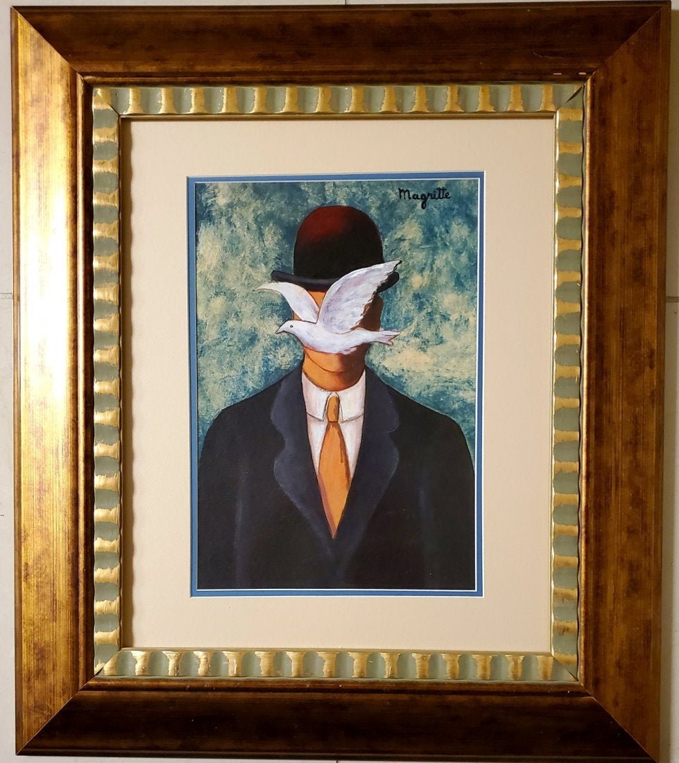 Rene Magritte Surrealism Male Surrealist Gentleman: This lot consists of a hand painted mixed media on hard paper surrealist portrait in the style of Rene Magritte. T Rene Franois Ghislain Magritte (21 November 1898 -15 August 1967) was a Belgian surre