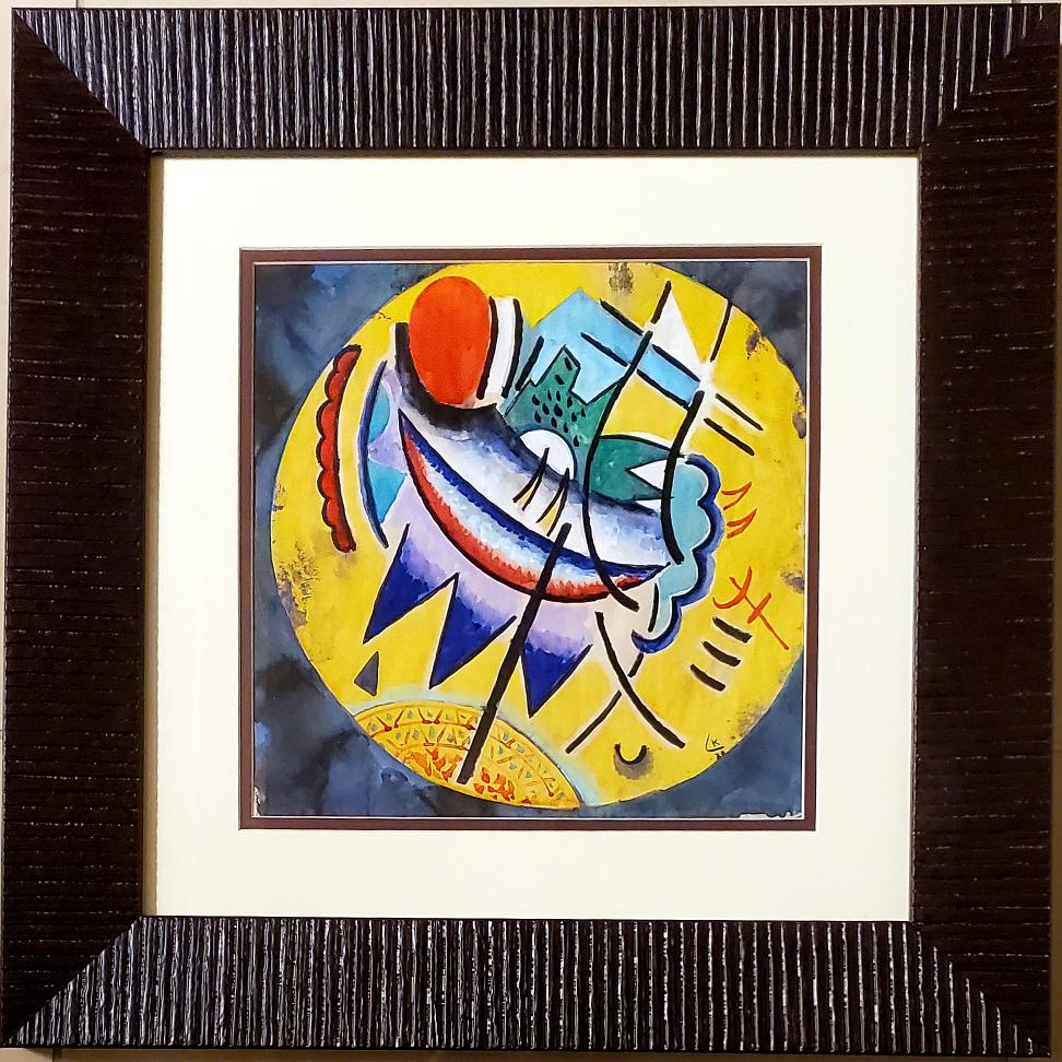 Wassily Kandinsky Abstract Russian French Geometric: This lot consists of a hand painted mixed media on paper in the style of Wassily Kandinsky. The illustration depicts abstract geometric colorful painting. Wassily Kandinsky (1866ÃƒÂƒÃ‚Â‚Ãƒ
