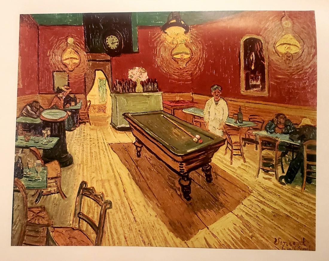 1952 Vincent Van Gogh Color Plate Night Cafe 1888 Art: This lot consists of color plate of the Night CafÃƒÂ© from an edition of 1952 from Harry Abrahams color plate prints.Vincent Van Gogh (self-portrait)(Dutch, 1853-1980). Vincent Willem van Gogh was