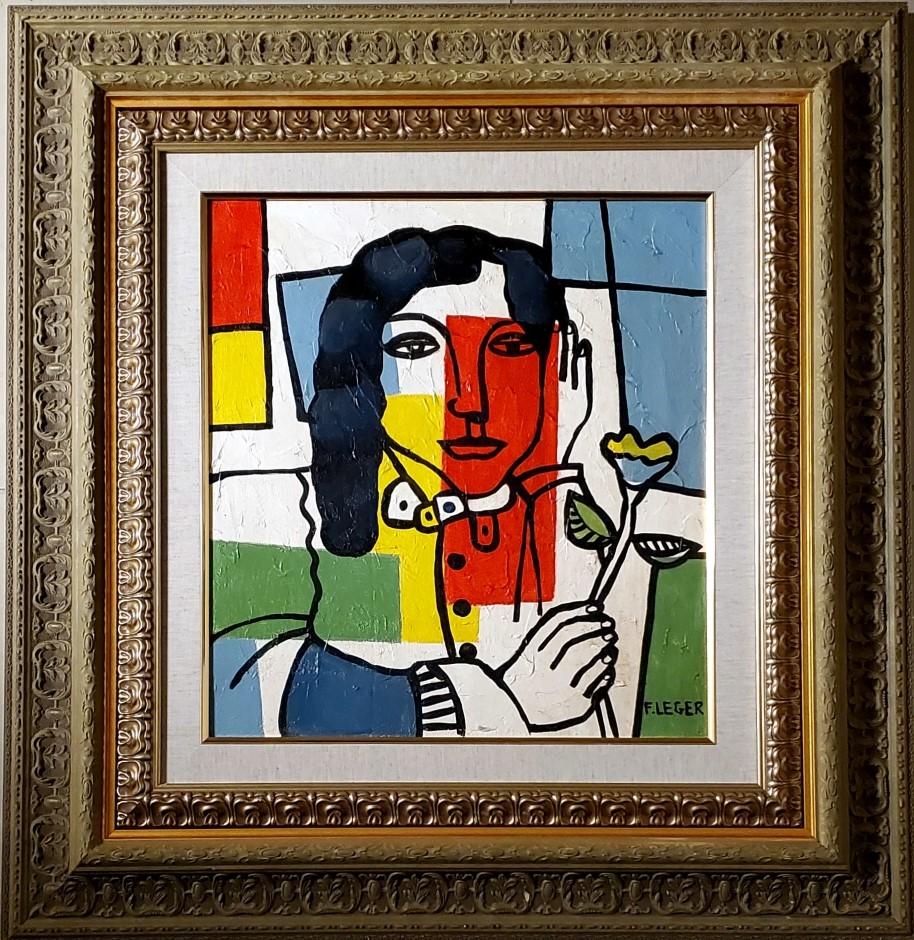 Fernand Leger French Cubist Oil Painting Canvas French: This lot consists of a hand painted oil on canvas in the style of Fernand Leger. Fernand Henri leger (February 4, 1881 - August 17, 1955) was a French painter, sculptor, and filmmaker. In his early wo