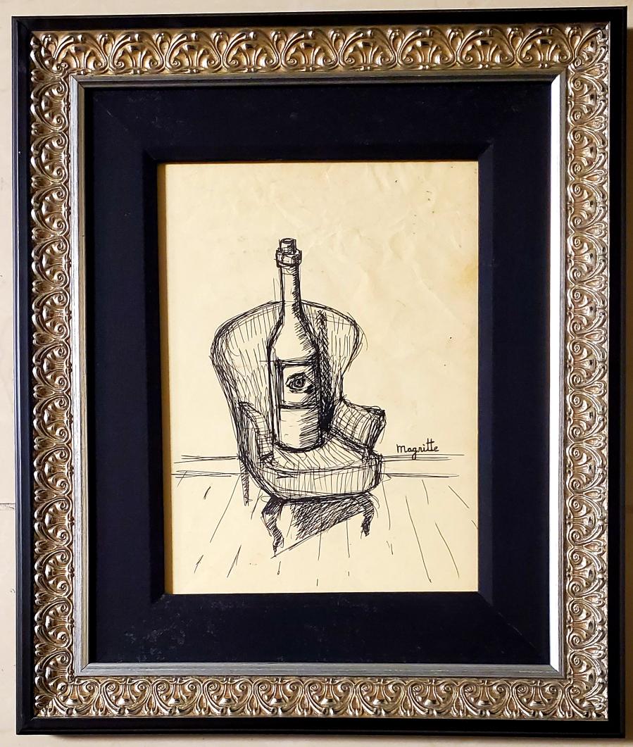 Rene Magritte Man Hands Drawing Surrealism Art Belgian: This lot consists of a hand-Drawn surrealism man mixed media on paper in the style of Rene Magritte. T Rene Franois Ghislain Magritte (21 November 1898 -15 August 1967) was a Belgian surrealist artist