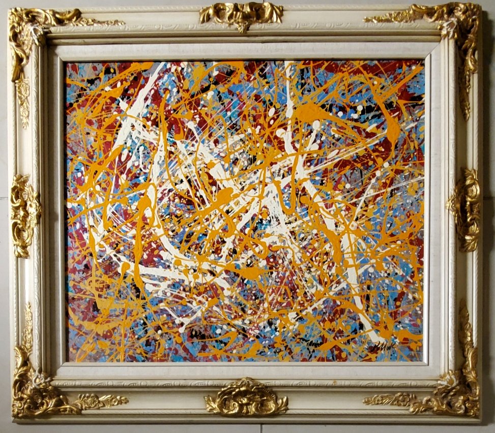 Jackson Pollock Abstract Expressionism American Oil Can: This lot consists of an oil on canvas. Done in the prevailing, abstract expressionist style of Jackson Pollock (American, 1912-1956). Paul Jackson Pollock was an American painter and a major figure in