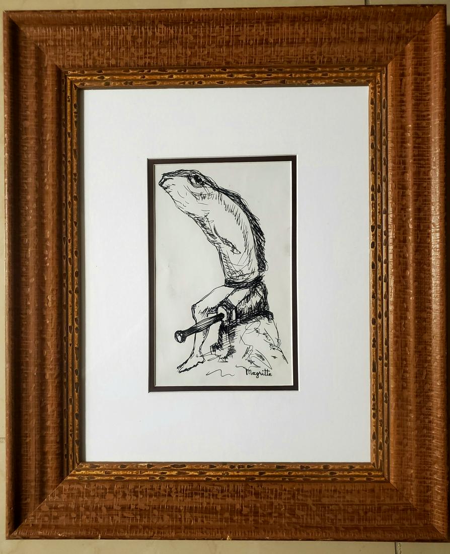 Rene Magritte Man Hands Drawing Surrealism Art Belgian: This lot consists of a hand-Drawn surrealism ink on paper in the style of Rene Magritte. T Rene Franois Ghislain Magritte (21 November 1898 -15 August 1967) was a Belgian surrealist artist. He became 