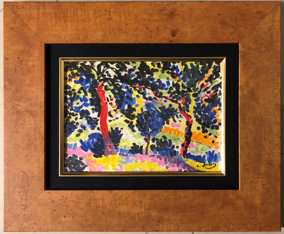 Andre Derain Colorful French Oil Fauvism - Style: This lot consists of a hand painted landscape mixed media on paper in the style of Andre Derain ; Andre Derain (10 June 1880 - 8 September 1954) was a French artist, painter, sculptor and co-founder o