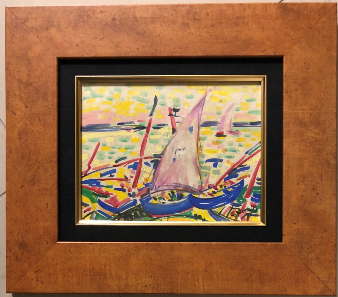 Andre Derain Landscape Matisse era Drawing French Art: This lot consists of a hand painted landscape mixed media on paper in the style of Andre Derain ; Andre Derain (10 June 1880 - 8 September 1954) was a French artist, painter, sculptor and co-founder o