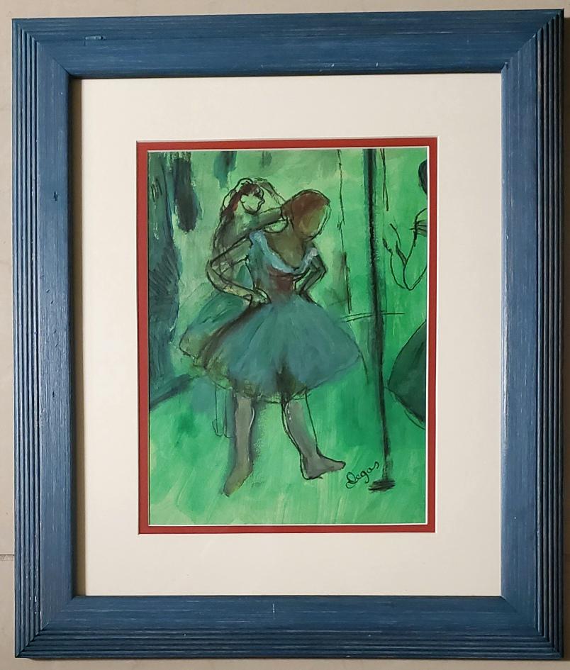 Edgar Degas French Art Impressionist Ballerina Style of: This lot consists of a hand drawn graphite and color on paper in the style of Edgar Degas. Edgar Degas was born Hilaire-Germain-Edgar De Gas. He was a French artist famous for his paintings, sculpture