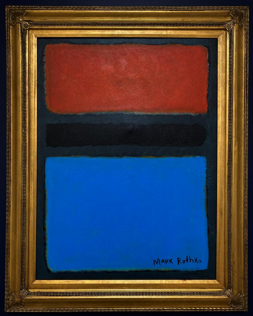 Mark Rothko Abstract Expressionism American Painting.: This work consists of a hand painted oil on canvas illustration. Image depicts soft, rectangular forms floating on a stained field of color. This painting is done in the style of Mark Rothko(Russian A