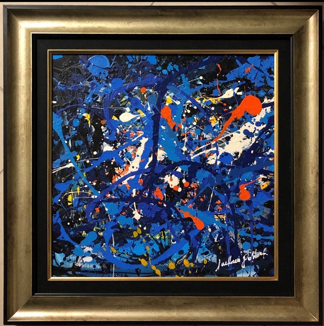 Jackson Pollock Abstract Expressionism Oil Canvas Art: This lot consists of hand painted oil on canvas. Done in the prevailing, abstract expressionist style of Jackson Pollock (American, 1912-1956). Paul Jackson Pollock was an American painter and a major