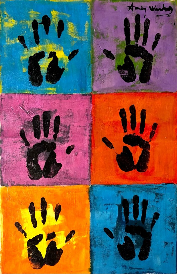 Andy Warhol Pop Art NY Oil on Canvas Hand Painted Art: FREE SHIPPING WORLDWIDE ON THIS AUCTION This lot consists of a hand-painted oil on canvas pop hands art with colorful vibrant colors. Painting is in the distinct style of Andy Warhol. Andrew was born 