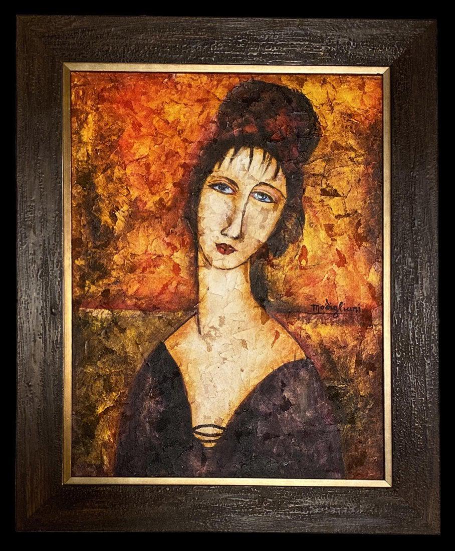 Amedeo Modigliani Portrait Female Women Oil Canvas Ital: FREE SHIPPING WORLDWIDE ON THIS AUCTION This lot consists of a hand painted oil on canvas in style of Amedeo Modigliani. The painting depicts a portrait of women. Amadeo Modigliani (July 1884 - 24 Jan