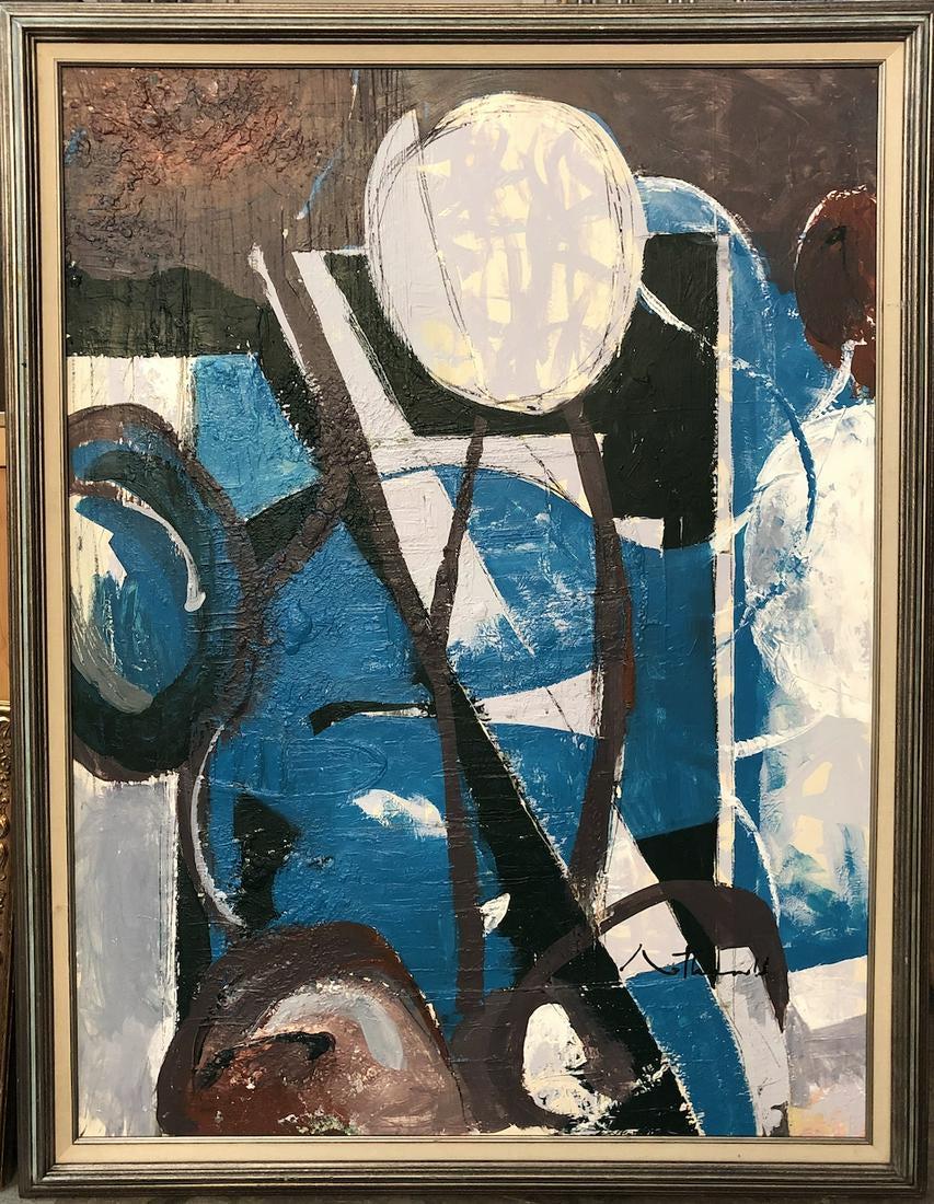 LARGE Robert Motherwell American Abstract Oil Canv: FREE SHIPPING WORLDWIDE ON THIS AUCTION This lot consists of a large abstract expressionist painting oil on canvas in the style of Robert Motherwell. Robert Motherwell (January 24, 1915 - July 16, 199