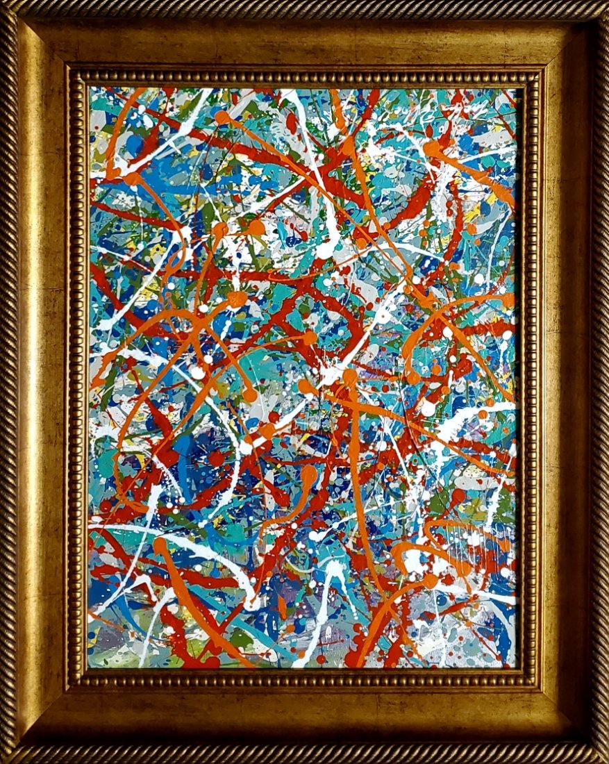 Jackson Pollock Abstract Expressionism American Oil Can: FREE SHIPPING WORLDWIDE ON THIS AUCTION This lot consists of hand painted oil on canvas. Done in the prevailing, abstract expressionist style of Jackson Pollock (American, 1912-1956). Paul Jackson Pol