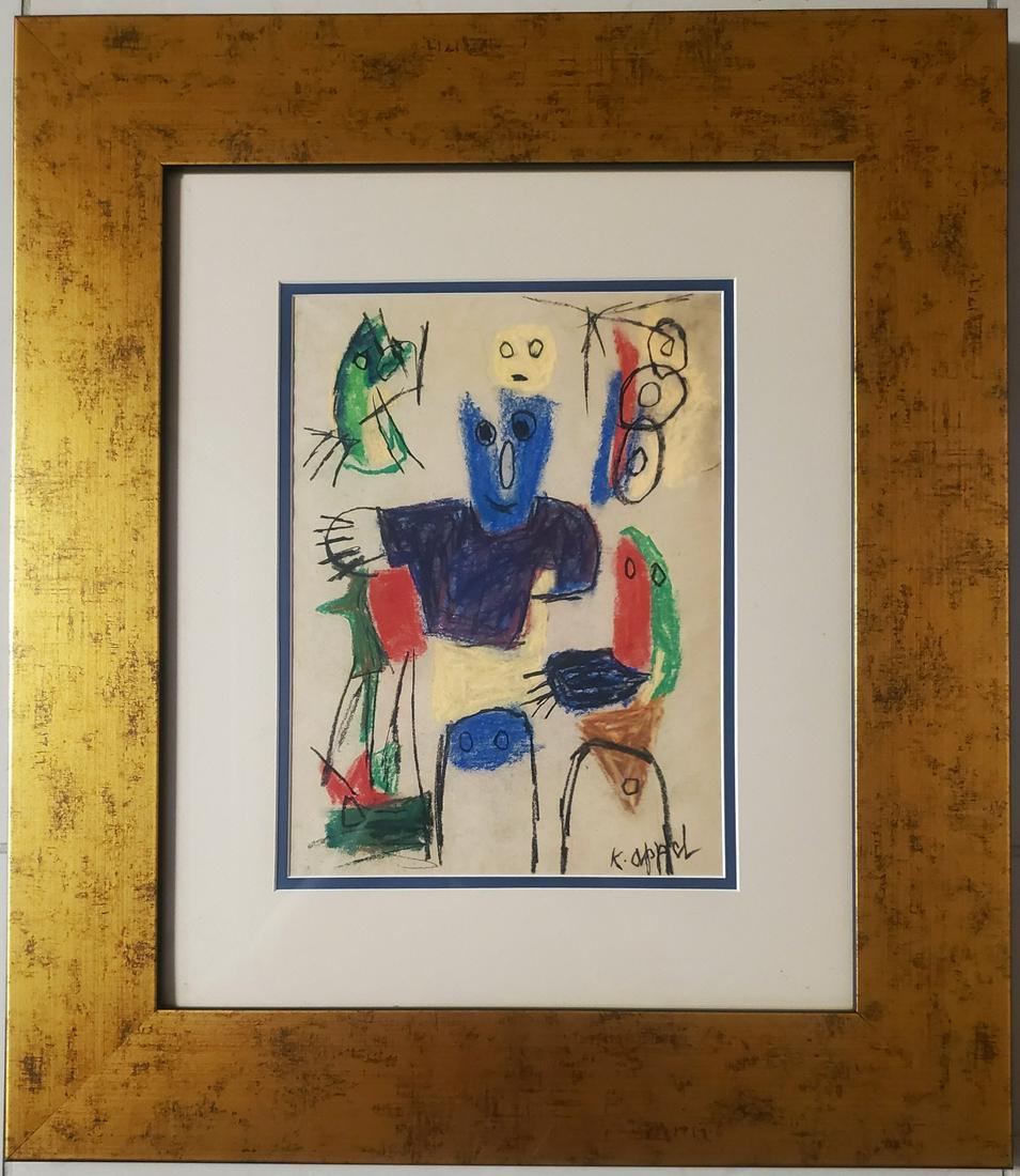 Karel Appel Abstract Figurative Dutch Avant-Garde Art: This lot consists of a hand-painted abstract figurative Figure mixed media on paper in the style of Christiaan Karel Appel (pronounced (About this soundlisten); 25 April 1921 ÃƒÂƒÃ‚ÂƒÃƒÂ��