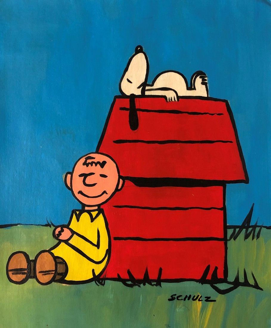 Charles Schulz Pop Comic American Charly Brown Snoopy: This lot consists of a hand painted mixed media on hard paper in the style of Charles Monroe "Sparky" Schulz (November 26, 1922 ÃƒÂƒÃ‚ÂƒÃƒÂ‚Ã‚ÂƒÃƒÂƒÃ‚Â‚ÃƒÂ‚Ã‚Âƒ�