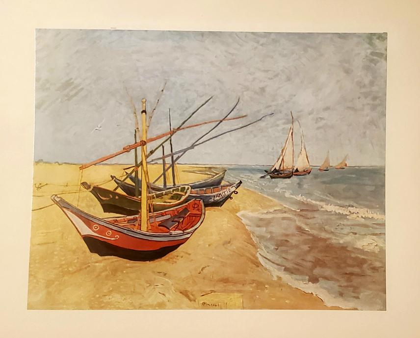 1952 Vincent Van Gogh Color Plate Landscape Boats 1888: This lot consists of color plate of the landscape boats from an edition of 1952 from Harry Abrahams color plate prints.Vincent Van Gogh (Dutch, 1853-1980). Vincent Willem van Gogh was a Dutch Post-Imp
