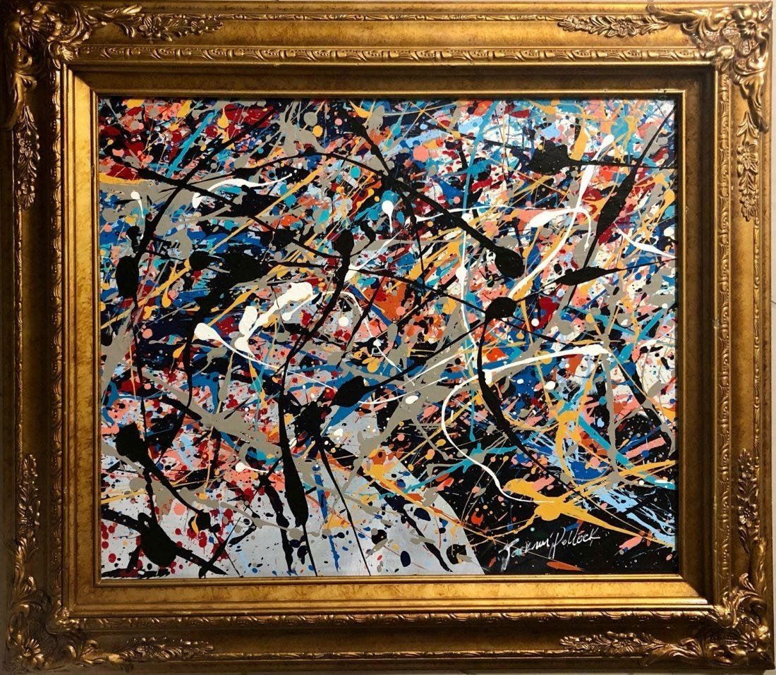 Jackson Pollock Abstract Expressionist oil on canvas (1 of 2)