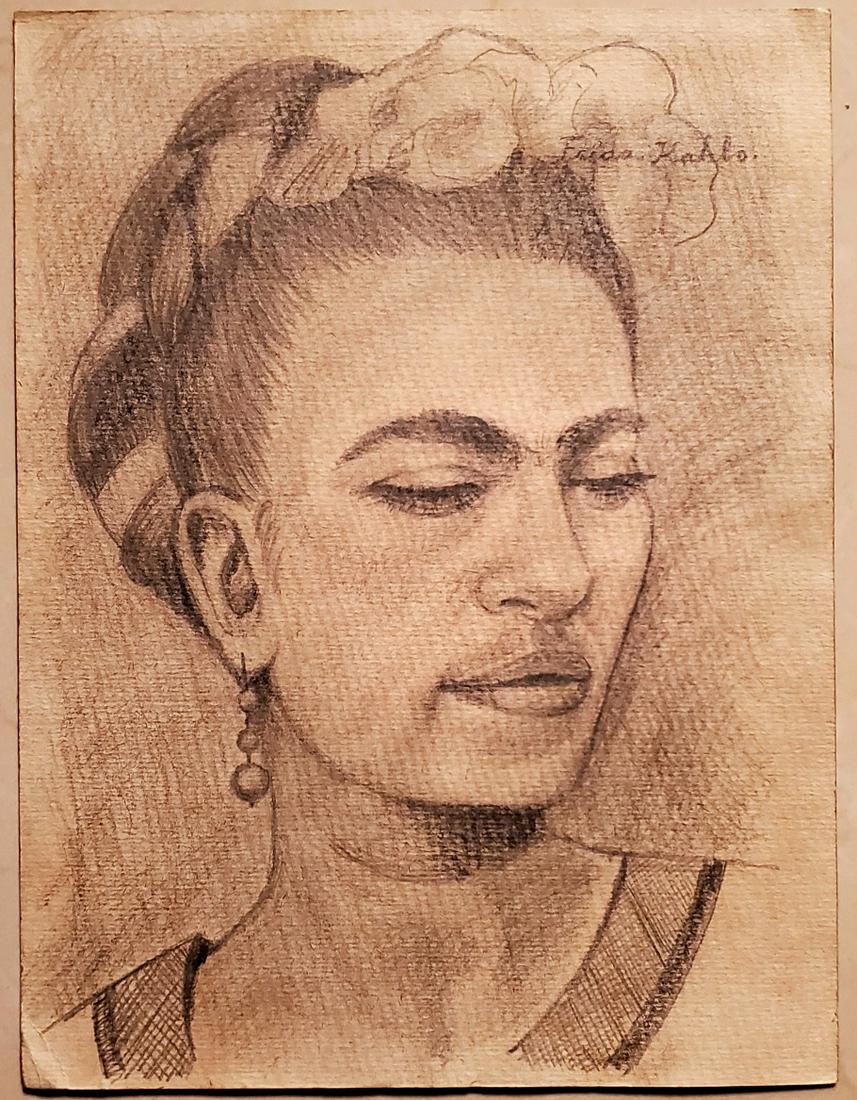 Frida Kahlo Drawing Self Portrait Drawing Mexican Art (1 of 1)