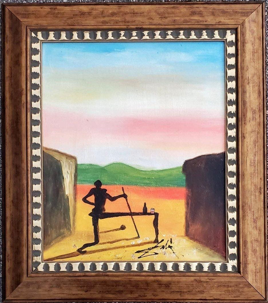 Salvador Dali Spanish Landscape Surrealist Oil Canvas. (1 of 3)