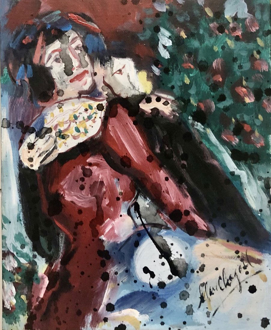 Marc Chagall Russian French Abstract female Couple Oil (1 of 1)