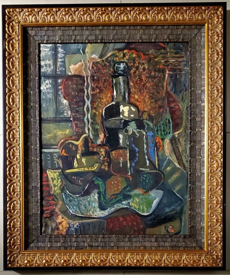 Pablo Picasso Cubist Still Life Spanish Oil Canvas: This lot consists of a hand painted mixed media on canvas board in the style of Pablo Picasso. The illustration depicts a still life in the famous cubism period. Pablo Picasso (25 October 1881-8 April
