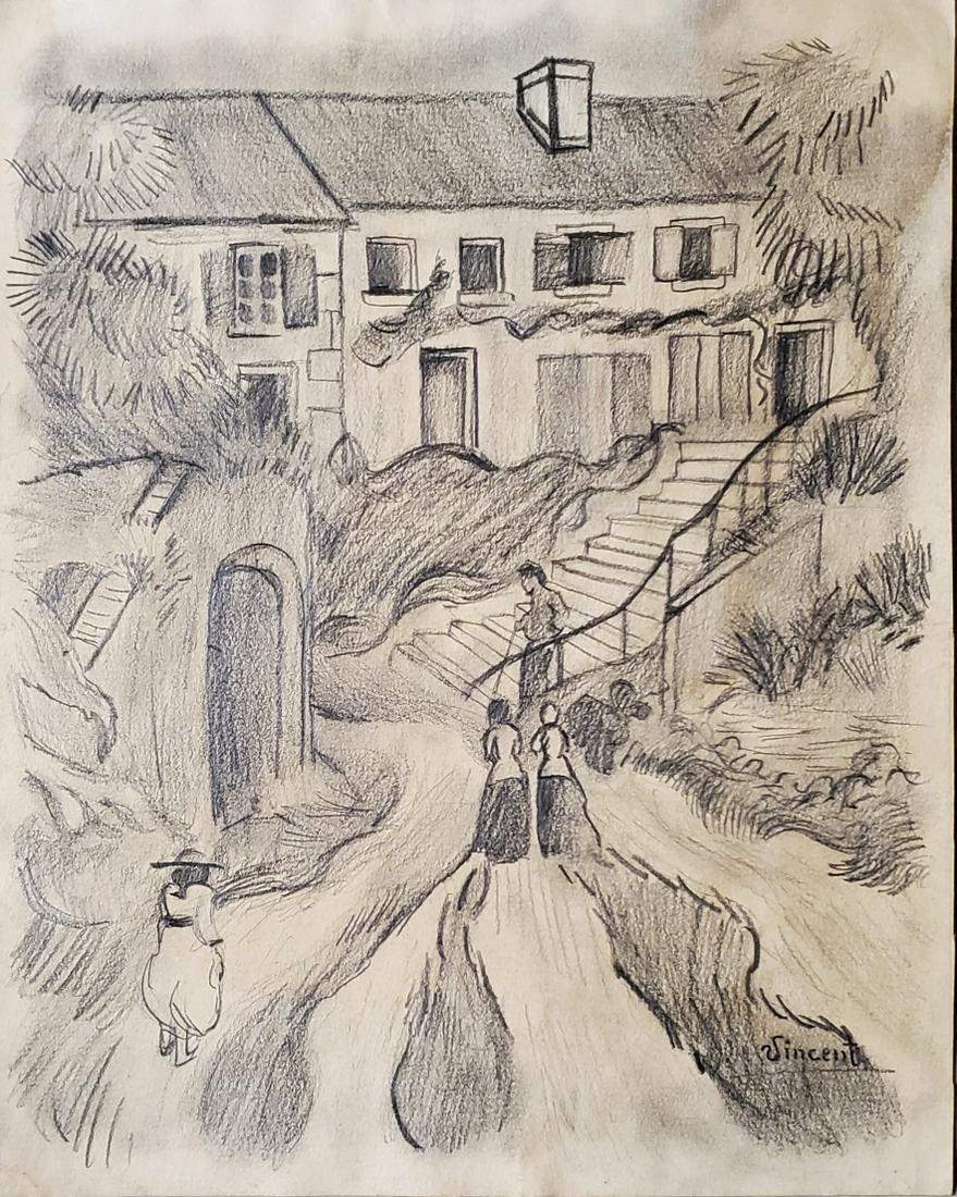 Vincent Van Gogh Dutch Impressionist Landscape Drawing. (1 of 3)