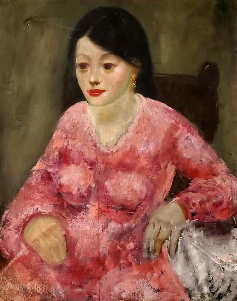Pierre Auguste Renoir French Portrait Female Women: This lot consists of a Impressionist oil canvas.The lot depicts an impressionist portrait female painting in the style of/school of Pierre Auguste Renoir. An innovative artist, Pierre-Auguste Renoir w