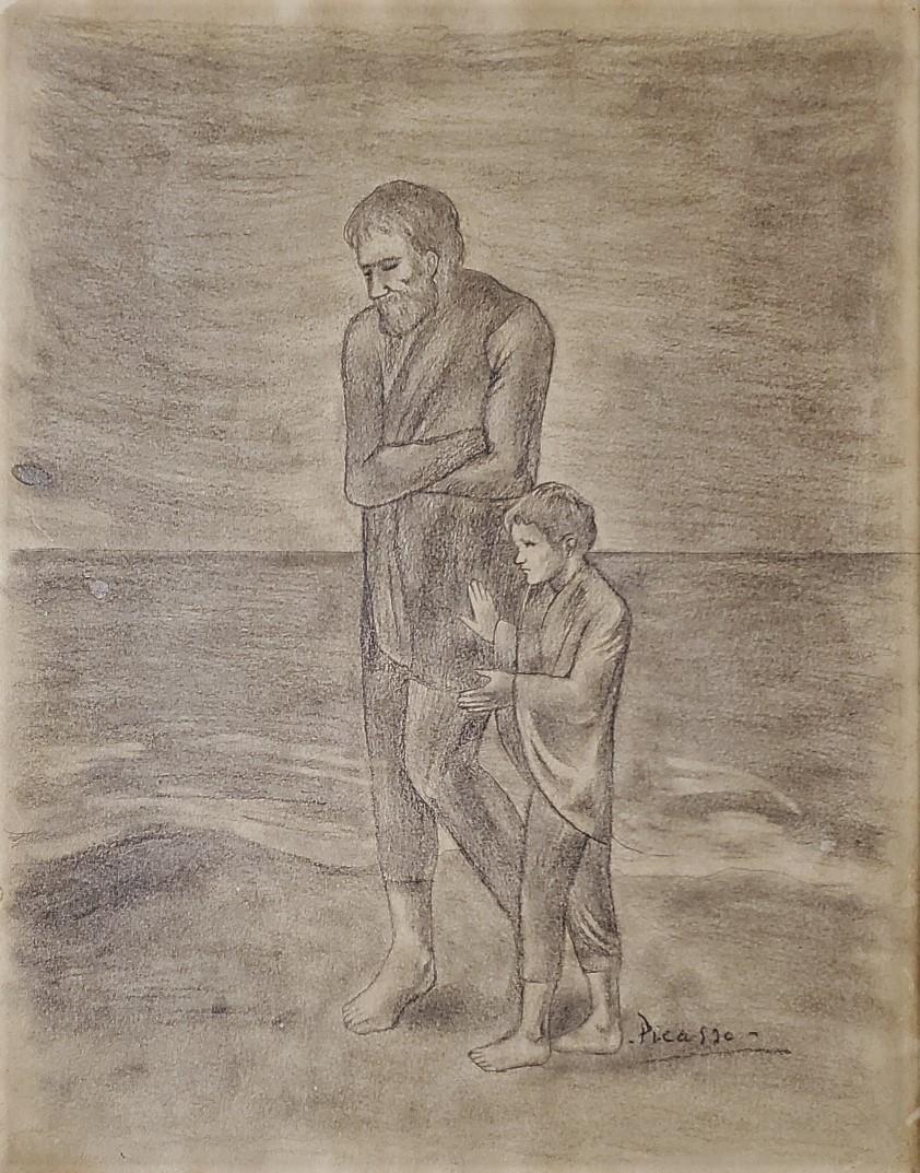 Pablo Picasso Drawing Blue Period Father Son Landscape Spanish 20th century (1 of 1)