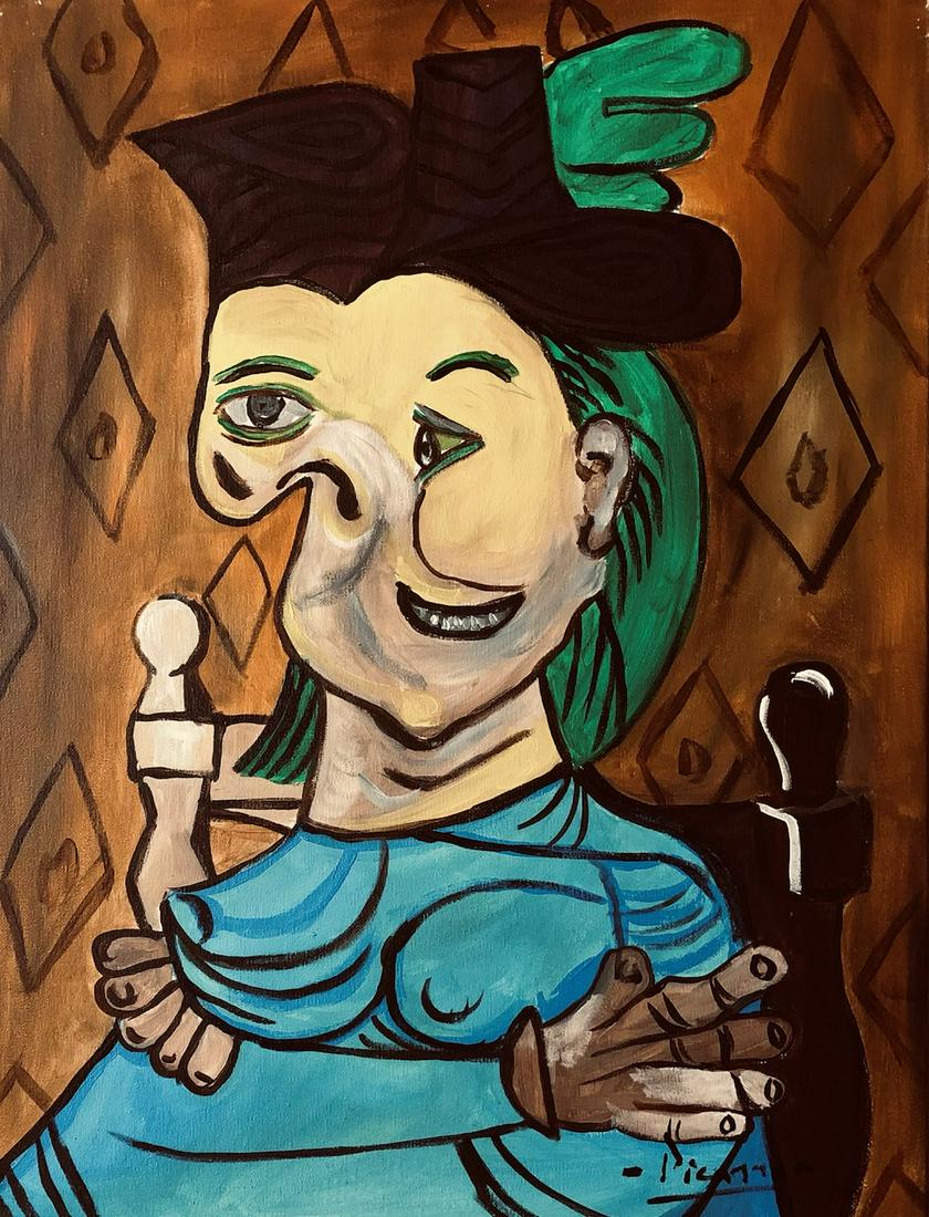 Pablo Picasso Spanish Cubism Oil Canvas Abstract Female Portrait (1 of 1)