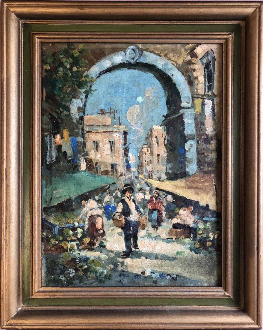 Alberto Pasini Italian Market Scene Landscape Italy Art Oil Board. (1 of 4)