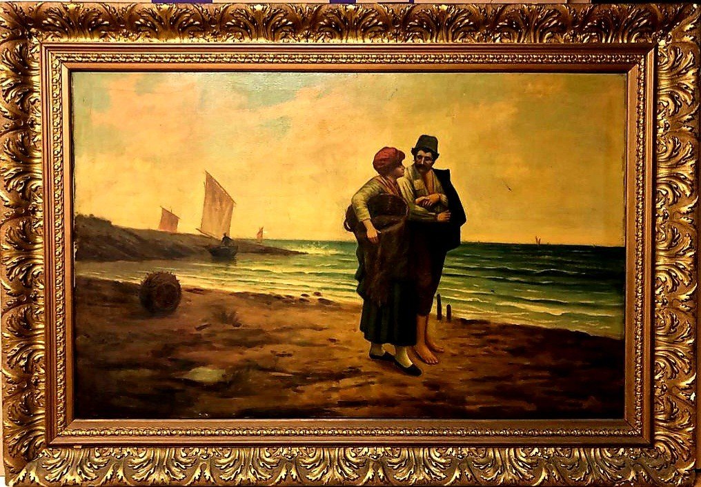 Jules Breton French Landscape Seascape Female Male Couple 19TH C. (1 of 8)