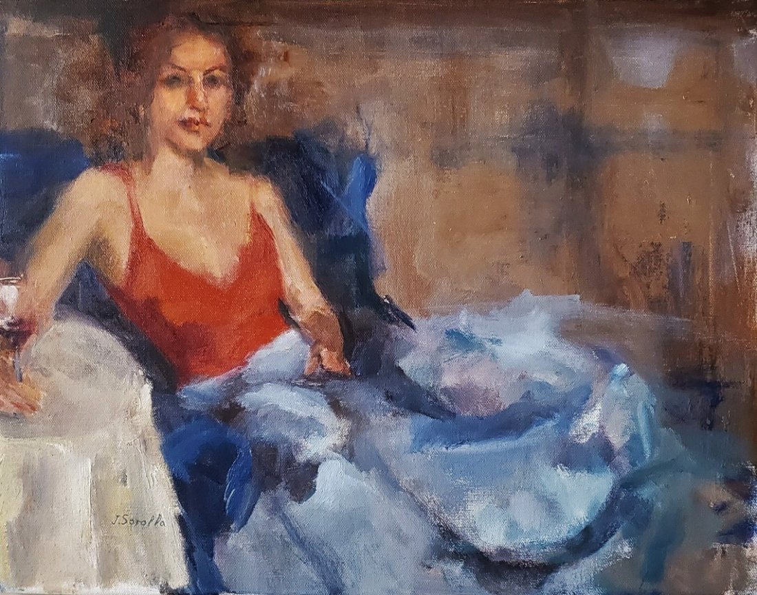 Joaquin Sorolla Hand Painted Impressionist Spain: This lot consists of an oil on canvas painting in the style of Joaquin Sorolla y Bastidas. The lot depicts a women laying down in his magnificent impressionist style. Sorollas PortraitsAlthough formal