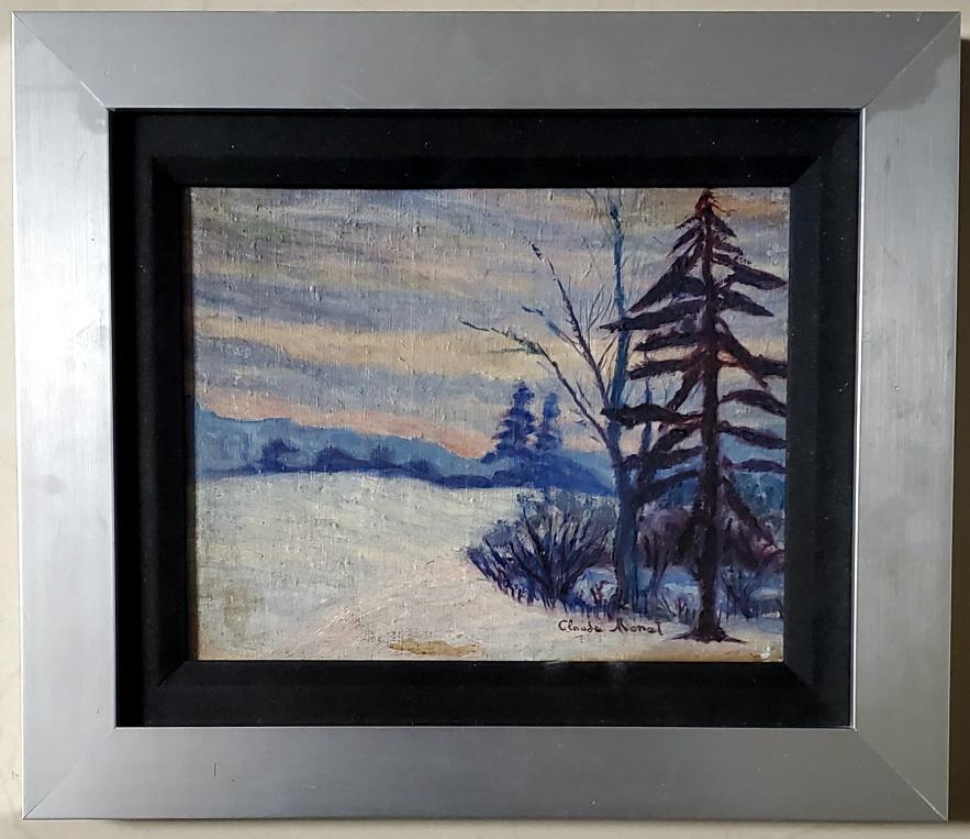 Claude Monet Impressionist Landscape Oil French Winter: This lot consists of hand painted impressionism oil on canvas board in the style of Claude Monet. Oscar Claude Monet (14 November 1840 - 5 December 1926) was a founder of French Impressionist painting